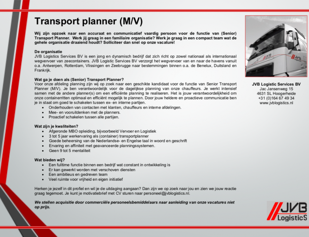 Wij Zoeken Gepensioneerde Chauffeurs! - JVB Logistics